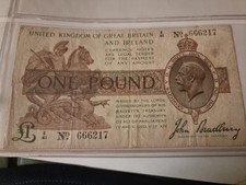 old  £1 note  Bradbury  Treasury Banknotes