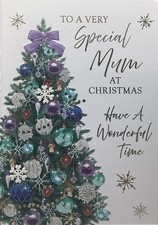 MUM CHRISTMAS CARD TREE 7”x5” FREE P&P