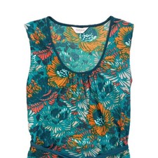 Nomads Fabulous Vibrant Turquoise Teal Floral Organic Cotton Summer Dress 8 NEW