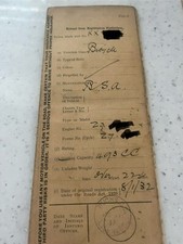 BSA 500cc.. 1932 Motorcycle Log Book Memorabilia Collectors Vintage