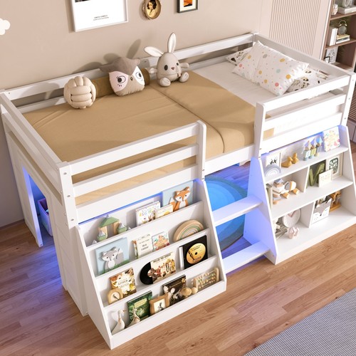 White 3ft single - loft, bed