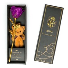 Romantic 24K Gold Galaxy Rose Flower Valentines Day Gift Crystal Rose With Box