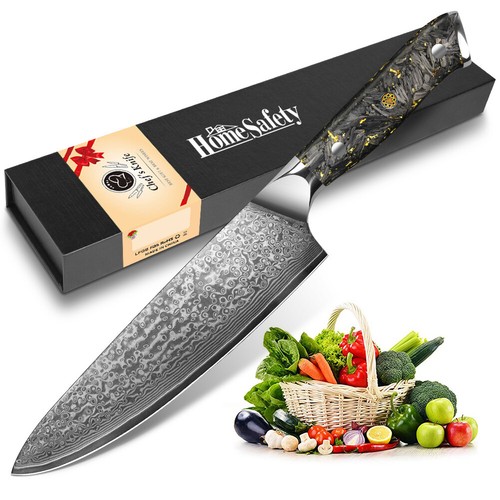Damascus chef knife 8inch - damascus,
