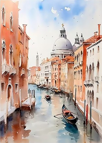Venice canal italy - venice, watercolour