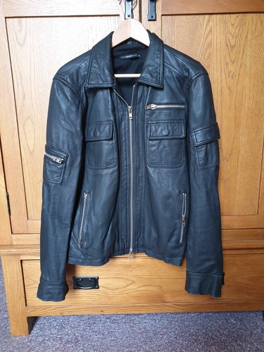 Black leather biker jacket - leather,