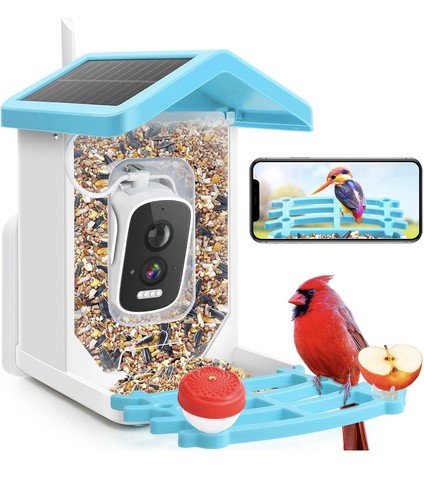 Bird feeder with solar camera - with,