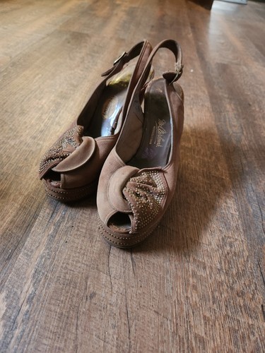 1940 vintage suede peep toe - 1940's,