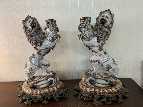 Pair emile gallé lion - pair,