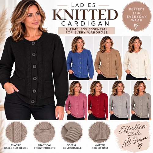 Ladies knitted cardigan cable - ladies,