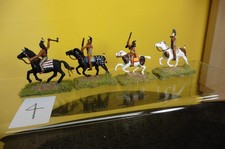 4 EXCELLENTLY PAINTED 1/72 MOUNTED APACHE INDIANS ATLANTIC, AIRFIX ? PLASTIC