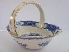 PAST TIMES BLUE & WHITE VICTORIAN STYLE BASKET BON BON POT POURRI  DISH BOWL