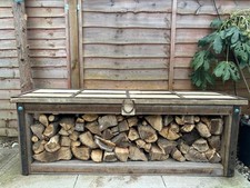 Rustic Hand Made Solid Wood Log Store Bench