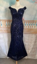 Navy sequin dress fishtail - sequin,