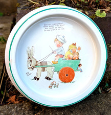 Vtg Mabel Lucie Attwell Baby's Plate Bowl Dog Cat Trinket Holder Shelley Ceramic