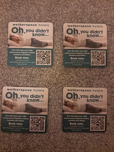 Wetherspoon hotels coasters - 4,
