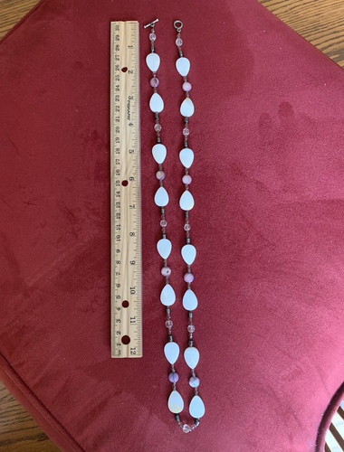White pink glass beaded - pink,