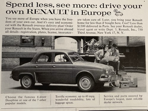 1959 renault dauphine print - print, ad