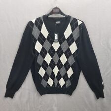 Galvin Green Diamond Patterned Black Grey Golf Pullover Jumper Sweater Size XL