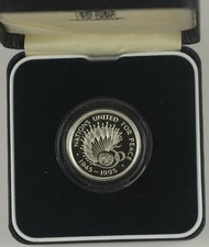1995 UNITED NATIONS £2 PIEDFORT SILVER PROOF - boxed/coa