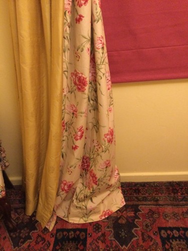 Huge pair silk curtains - silk, limed