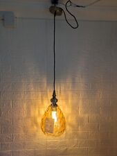 Ceiling Amber Glass Pendant Light Tear Drop Shape Honeycomb Lampshade 'Indiana'