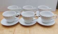 6x Churchill  Off White Swirl Georgian Cups And Saucers Tea Coffee Preloved 