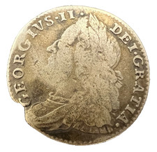 VERY RARE British 1758 George II 6 Pence/Sixpence - Older Bust LOT: 0211-930