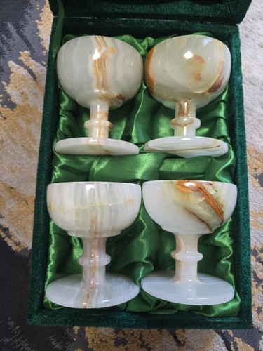 Vintage onyx wine goblets - wine,