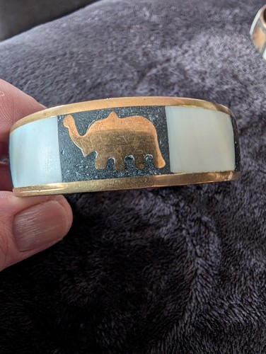 Vintage elephant green inlay - vintage,