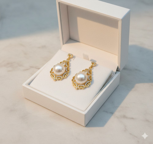 Freshwater white pearl zircon - white,