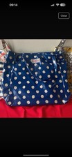 Cath Kidston Hand Bag Blue and White Spotted Polka Dot Oilcloth