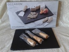 OCCASION Natural Slate Cheese Board & 3 Piece Speciality Utensil Set