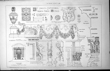 Old St Pauls Cathedral North Porch Wrought Iron Grille Column Troup1886 19th