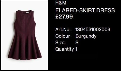Burgundy skater dress size - h&m,