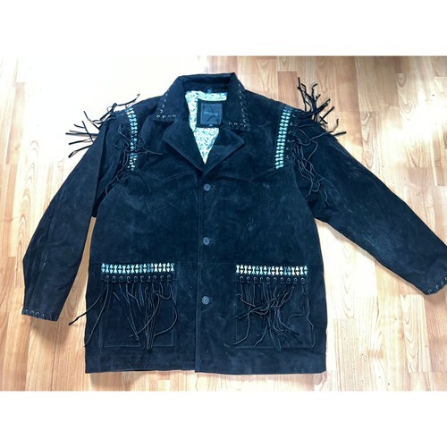 Vintage black fringe jacket - black,