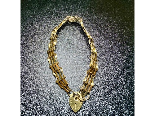 9ct gold gate bracelet - gold,