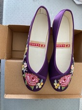 Brand New Chinese Flat Purple Embroidered Shoes Size 40