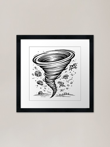Black tornado framed art print - black,