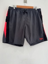 Speedo Swim Shorts Mens Size XXL Black Red Pockets Drawstring Mesh Lined