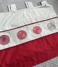 Next Curtains Red Beige Lined Embroidery Tab Top Lightweight - 53”x50”