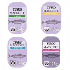 TESCO Tinned Fish 125g Mackerel in Katsu Curry Sardines Sunflower Oil, Pack of 6