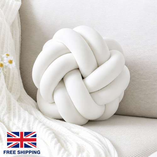 Modern white knot cushion - white, ball