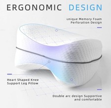 Memory Foam Leg Pillow Orthopaedic Firm Back Hips and Knee Support Cushion Zip