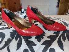HB Espana Womens Red Patent Leather Heeled Shoes Size 4 EUR 37
