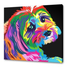 Colourful Lhasa Apso Dog Animal Modern Canvas Print Picture Wall Art 16"x16"
