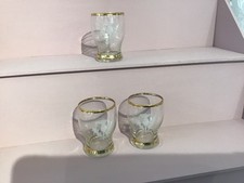 Vintage Thistle Shot Glass Set Of 3 Clear Glass Whisky Scotch Tot Glasses Liquor