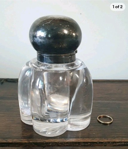 Antique silver ink bottle 1900 - antique,