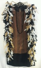 1920's Flapper DOWNTON ABBEY-Lady Mary- Black-Brown w/ Boa- Necklace - Hair Band