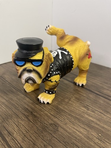 Bulldog biker garden statue - biker,
