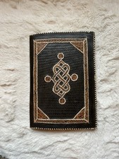 Handmade A4 Leather Folder Portfolio Document Case Black Snakeskin